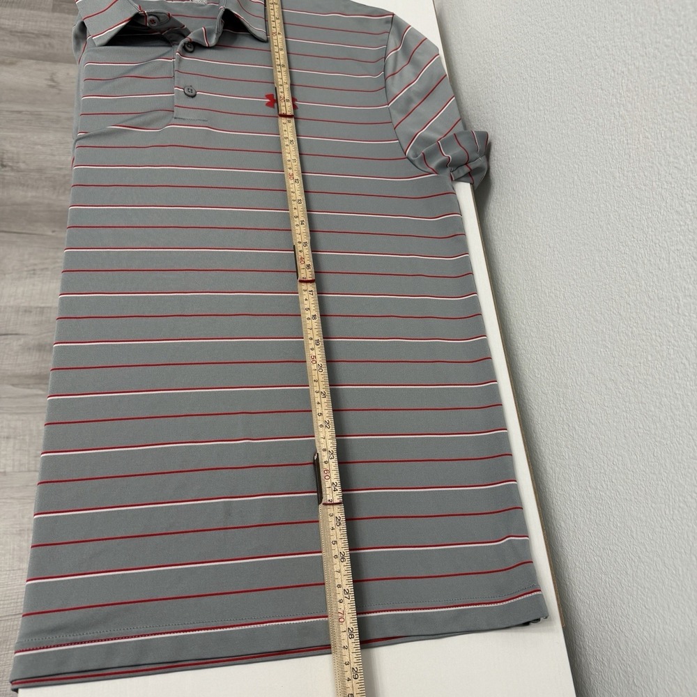Under Armour Men's Loose Heat Gear golf polo shirt Large Activewear Gray Striped - Picture 8 of 10
